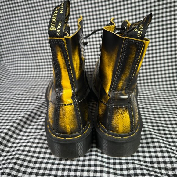 Dr Martens 1460 Rub Off Lux Mull Yellow Black Boots Made in England Men's US 9 - Picture 4 of 7